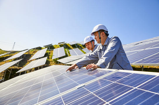 Solar PV installation and workers