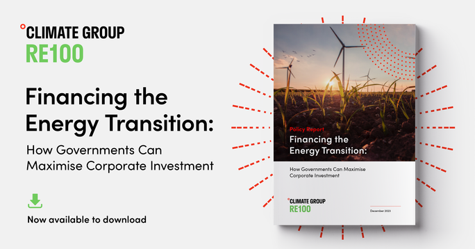 Card reads: Financing the Energy Transition: How Governments Can Maximise Corporate Investment
