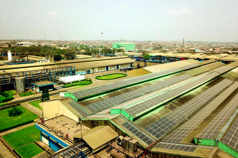 Heineken Nigeria brewery with solar panels