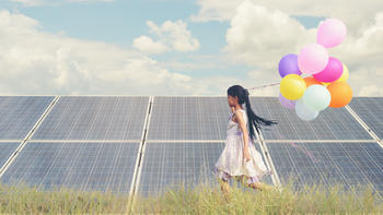 solar panel with child