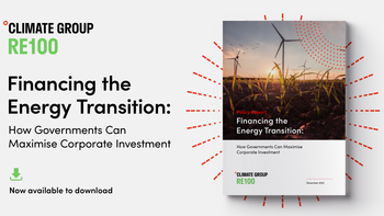 Card reads: Financing the Energy Transition: How Governments Can Maximise Corporate Investment